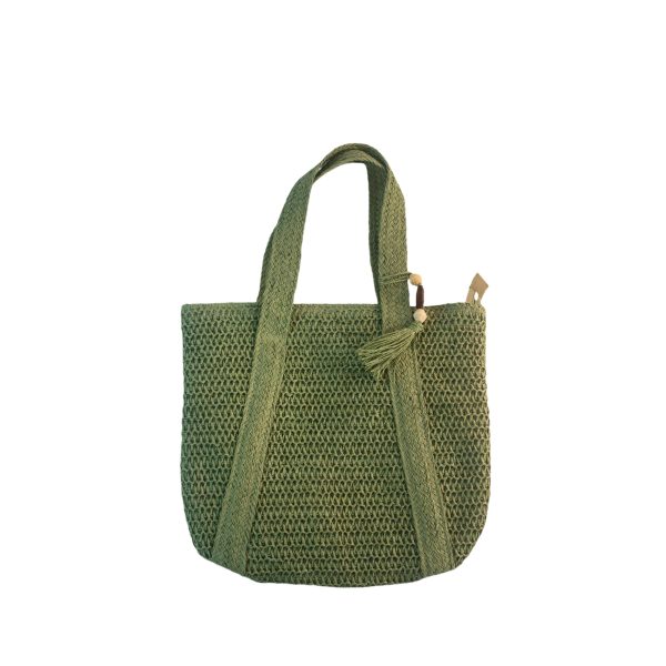 Machine-Woven Fabric & Straw Bag