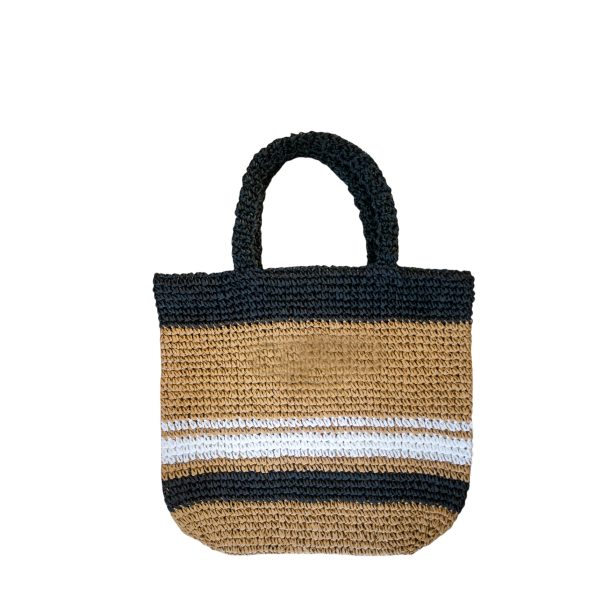 Large Capacity Horizontal Striped Woven Straw Bag