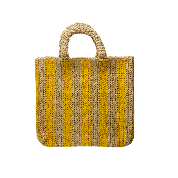 Striped Woven Straw Bag