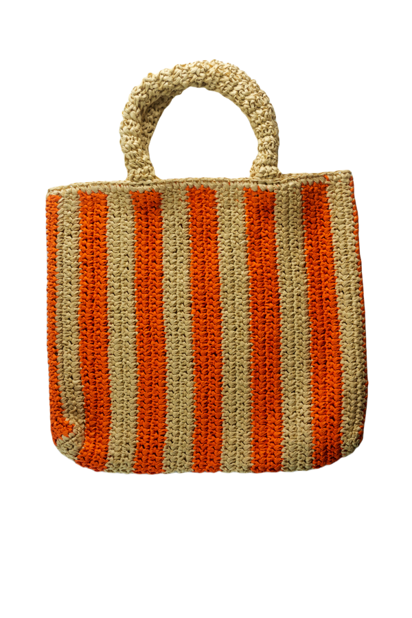 Striped Woven Straw Bag - Image 2
