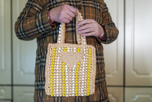 Pearl Woven Straw Bag - Image 4