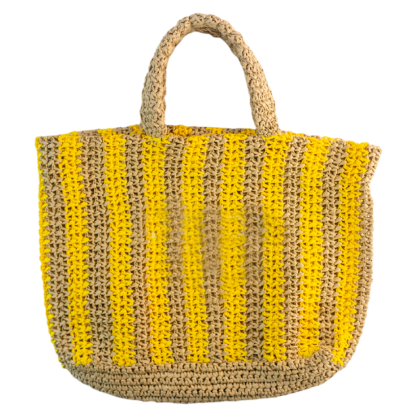Large Capacity Striped Woven Straw Bag