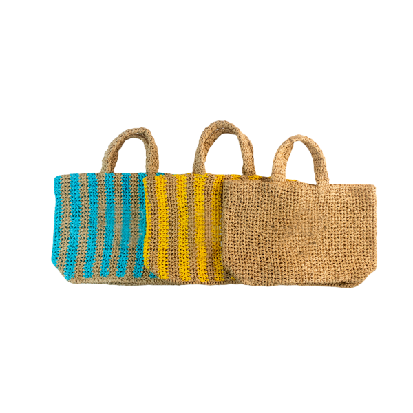 Large Capacity Striped Woven Straw Bag - Image 3