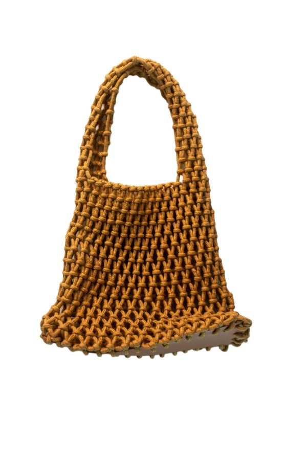 Leather-Bottom Handbag